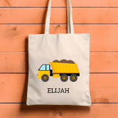 Gele vuilniswagen Kinder - Aangepaste constructie Tote Bag