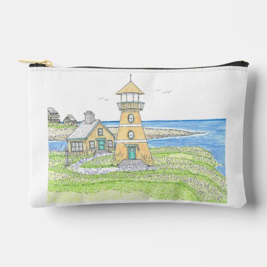 Gele vuurtoren kleine accessoire tas (Voorkant)