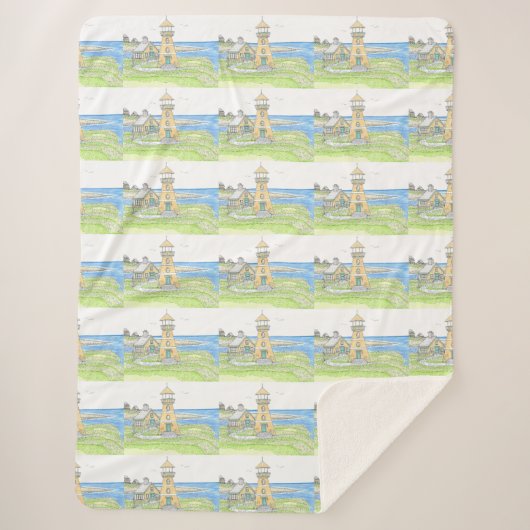 Gele vuurtoren Sherpa Blanket Deken (Voorkant)