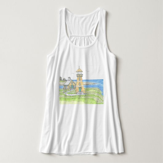 Gele Vuurtoren Tanktop; Ocean Blue Tanktop (Design voorkant)