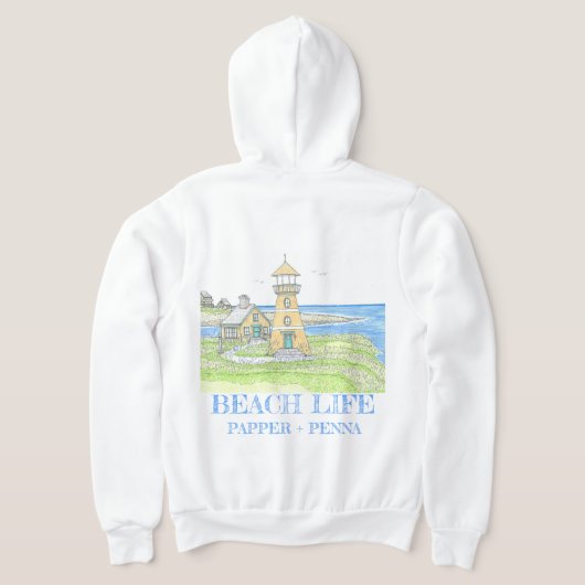 Gele Vuurtoren Zippered Hoodie (Laag Achter)