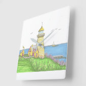 Gele vuurtorenkast vierkante klok (Hoek)