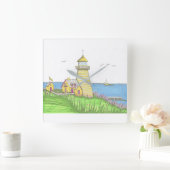 Gele vuurtorenkast vierkante klok (Huis)