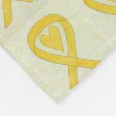Gele waakzaamheid Ribbon Heart Custom Chemo Blanke Fleece Deken (Hoek)