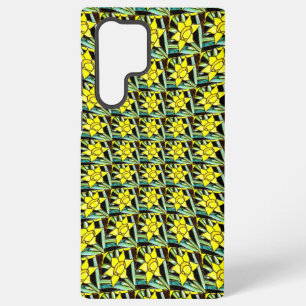 Gele Waardevolle Bloemen Patroon Samsung Galaxy Hoesje