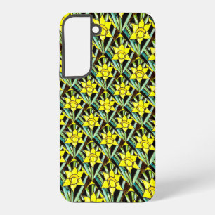 Gele Waardevolle Bloemen Patroon Samsung Galaxy Hoesje