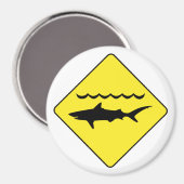 Gele 'waarschuwingshaaien' teken ronde magneet (Voorkant / Achterkant)