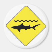 Gele 'waarschuwingshaaien' teken ronde magneet (Voorkant)