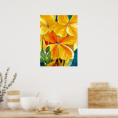 Gele Wallbloemen, originele waterverf bloemkunst Poster (Keuken)