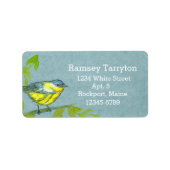 Gele Warbler Bird Grey Waterverf Etiket (Voorkant)