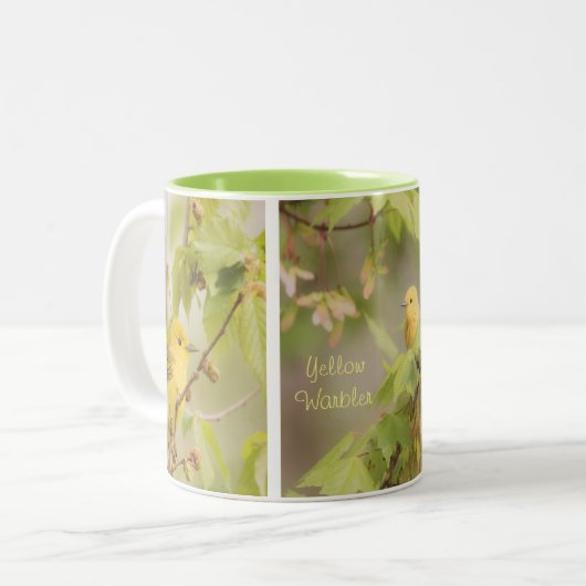 Gele Warbler Coffee-Mok Tweekleurige Koffiemok (Voorkant links)