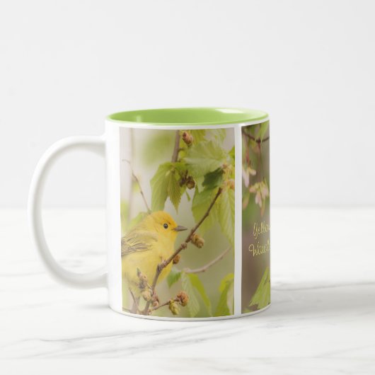 Gele Warbler Coffee-Mok Tweekleurige Koffiemok (Links)