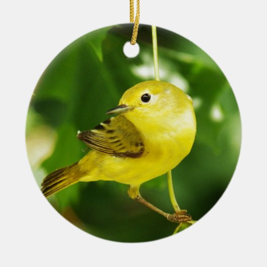 Gele Warbler Keramisch Ornament (Voorkant)