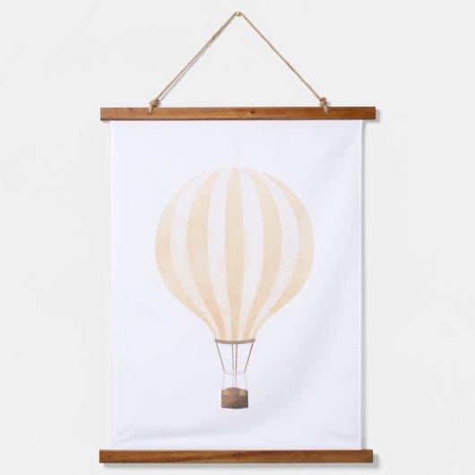 Gele warme luchtballon, neursery decor hangend wandkleed (Voorkant)