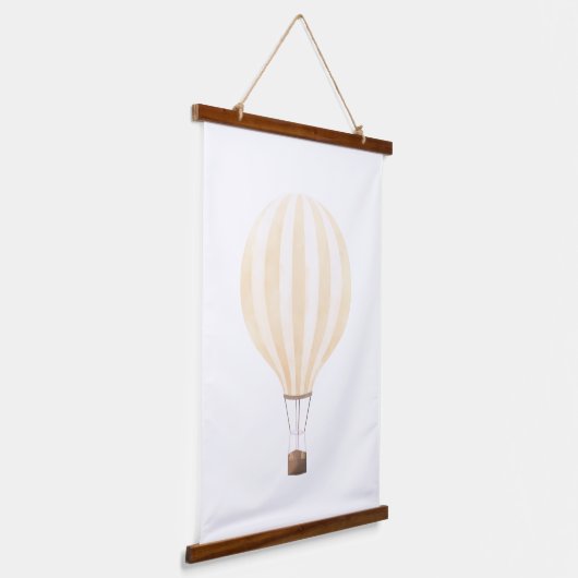 Gele warme luchtballon, neursery decor hangend wandkleed (Gebogen)