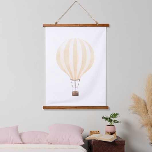 Gele warme luchtballon, neursery decor hangend wandkleed (Slaapkamer)