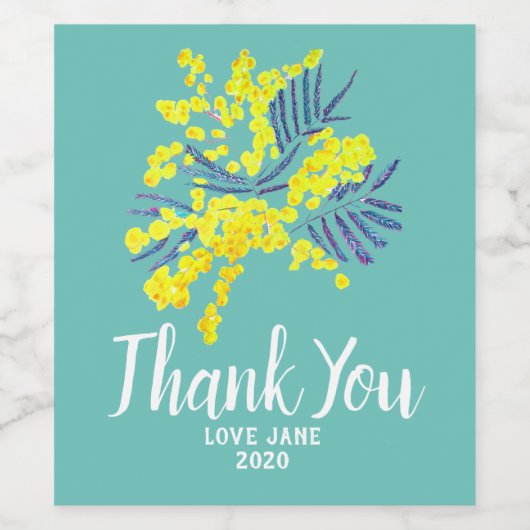 Gele waterbloem modern dank u gift wijn etiket (Enkel label)