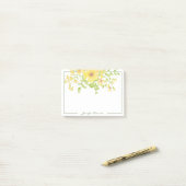 gele watercolor bloemen gepersonaliseerd post-it® notes (Op bureau)