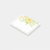 gele watercolor bloemen gepersonaliseerd post-it® notes (Schuin)