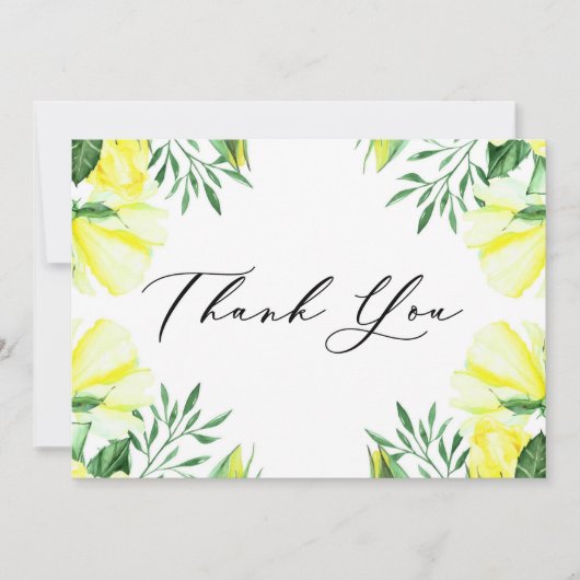 Gele Watercolorrozen en Pioenrozen Bedankkaart (Voorkant)