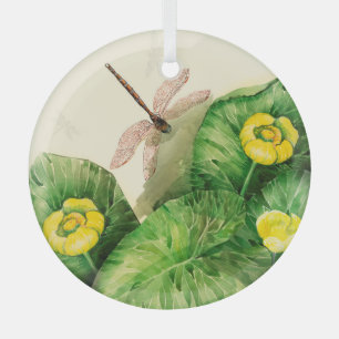 gele waterlelie aquarel glas ornament