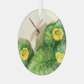 gele waterlelie aquarel glas ornament (Voorkant links)