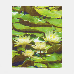 gele waterlelies fleece deken