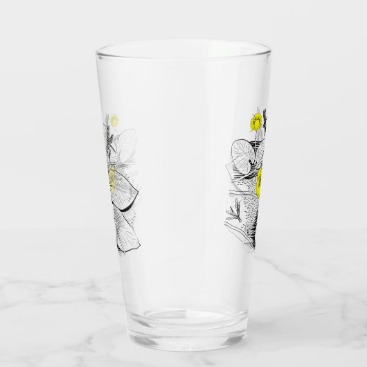 Gele waterlileugelengraving glas (Rechts)