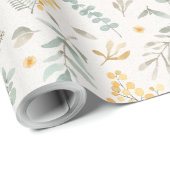 Gele waterverf australiëmie eucalyptus cadeaupapier (Rol Hoek)