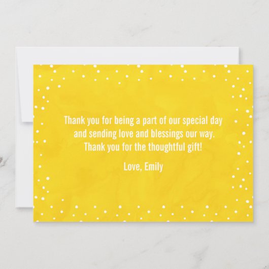 Gele Waterverf Baby shower | Bedankt kaart (Achterkant)