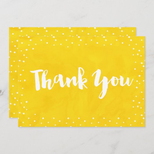 Gele Waterverf Baby shower | Bedankt kaart (Voorkant / Achterkant)