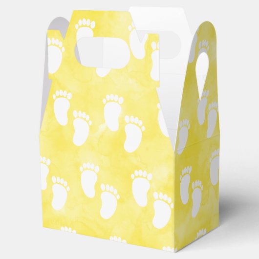 Gele Waterverf Baby shower voetafdrukpatroon Bedankdoosjes (Geopend)