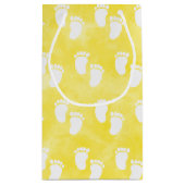 Gele Waterverf Baby shower voetafdrukpatroon Klein Cadeauzakje (Achterkant)