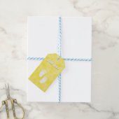 Gele Waterverf Baby showers voetafdruk Cadeaulabel (Met Touw)