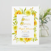 Gele waterverf bloeit lieve zestien jarige kaart (Staand voorkant)