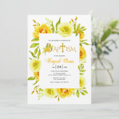 Gele waterverf bloeit neutraal bloemendoop kaart (Staand voorkant)