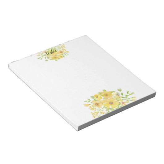 Gele waterverf bloem notitieblok (Schuin)