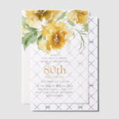 Gele Waterverf Bloemen 80ste Verjaardag Vellum Uitnodigingen (Offset (Uitnodiging))