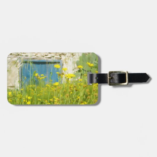 Gele waterverf bloemen bagagelabel (Voorkant horizontaal)