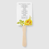 Gele waterverf bloemen bloemflorale bruiloft handwaaier (Achterkant)