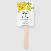 Gele waterverf bloemen bloemflorale bruiloft handwaaier (Voorkant)