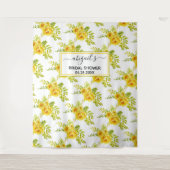 Gele waterverf bloemen bloemige bruiloftsborrel wandkleed (Voorkant)