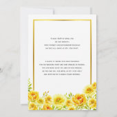 Gele waterverf bloemen bruiloft aanvraag kaart (Achterkant)