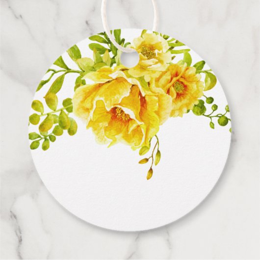 Gele waterverf bloemen bruiloft Dank u Bedankjes Labels (Achterkant)