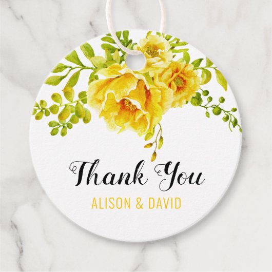 Gele waterverf bloemen bruiloft Dank u Bedankjes Labels (Voorkant)