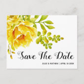Gele waterverf bloemen bruiloft Save the Date Aankondigingskaart (Voorkant)