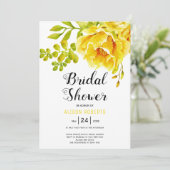 Gele waterverf bloemen bruiloft vrijgezellenfeest kaart (Staand voorkant)