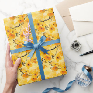Gele waterverf bloemen cadeaupapier