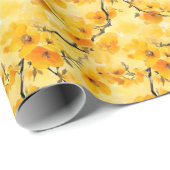 Gele waterverf bloemen cadeaupapier (Rol Hoek)