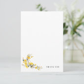 Gele Waterverf Bloemen Eenvoudige Blank Bruiloft Bedankkaart (Staand voorkant)